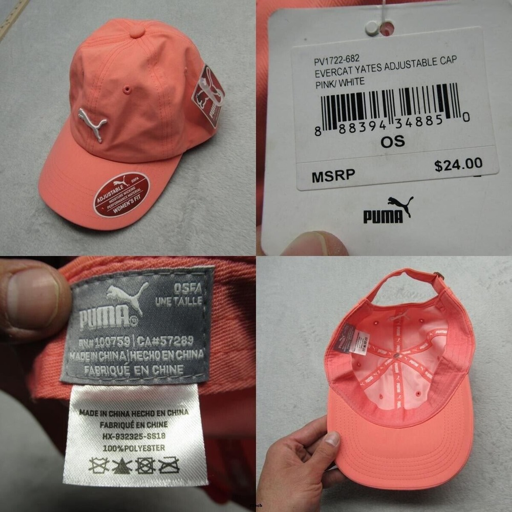 Puma Cap Womens One Size Pink Evercat Yates Adjustable OSFA Moisture Wicking NEW